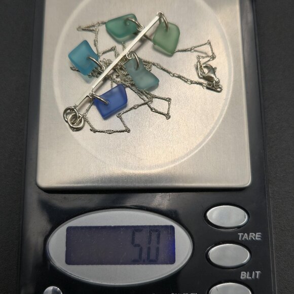 18 Inch Sterling Silver Colorful Sea Glass Pendant Necklace A6406 - Picture 6 of 6